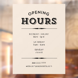 Einfache Minimalistische Öffnungszeiten Schwarz au Fensteraufkleber