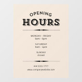 Einfache Minimalistische Öffnungszeiten Schwarz au Fensteraufkleber (Blatt)