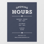 Einfache Minimalistische Öffnungszeiten Weiß auf G Fensteraufkleber (Blatt)