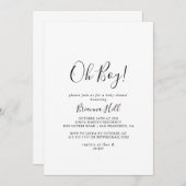 Einfache Minimalistische Oh Boy Baby Dusche Einlad Einladung (Vorne/Hinten)