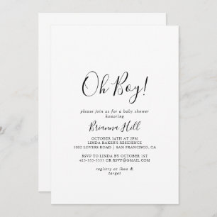Einfache Minimalistische Oh Boy Baby Dusche Einlad Einladung