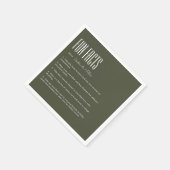 Einfache Minimalistische Olive Green Fun Fakten Ho Serviette (Ecke)