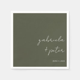 Einfache Minimalistische Olive Green Moderne Hochz Serviette