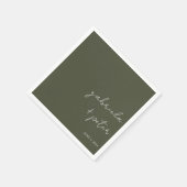 Einfache Minimalistische Olive Green Moderne Hochz Serviette (Ecke)