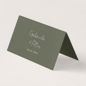Einfache Minimalistische Olive Green Wedding Platz (Rückseite)
