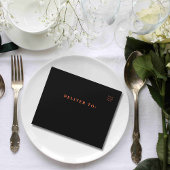 Einfache Minimalistische Orange Black Foto QR Code All In One Einladung