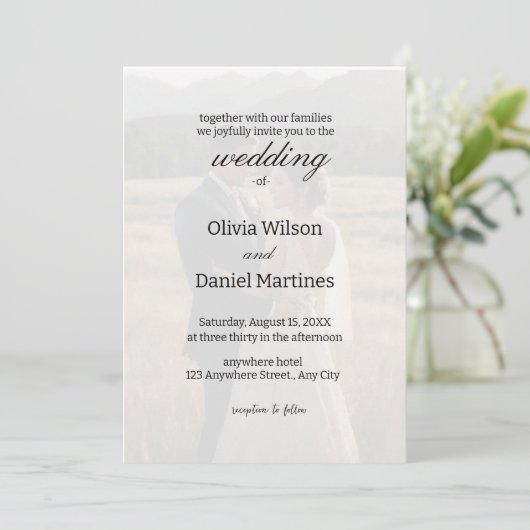 Einfache Minimalistische Overlay-Foto-Einladung Einladung (Stehend Vorderseite)