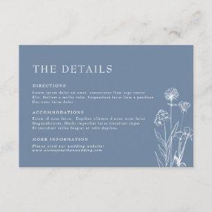 Einfache minimalistische Periwinkle-Flora-Hochzeit Begleitkarte