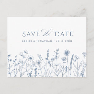 Einfache Minimalistische Periwinkle Floral Save th Postkarte