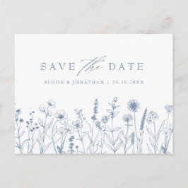 Einfache Minimalistische Periwinkle Floral Save th Postkarte