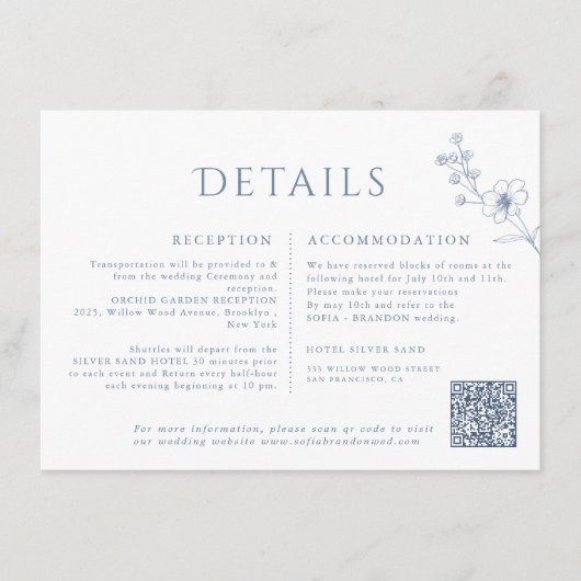 Einfache Minimalistische Periwinkle-Wildblume Hoch Begleitkarte (Vorderseite)