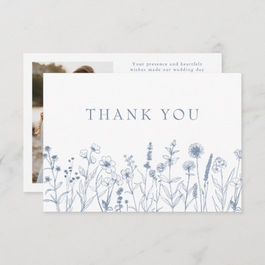 Einfache Minimalistische Periwinkle-Wildblume Hoch Dankeskarte (Vorne/Hinten)