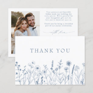 Einfache Minimalistische Periwinkle-Wildblume Hoch Dankeskarte