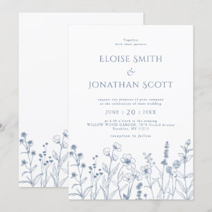 Einfache Minimalistische Periwinkle-Wildblume Hoch Einladung