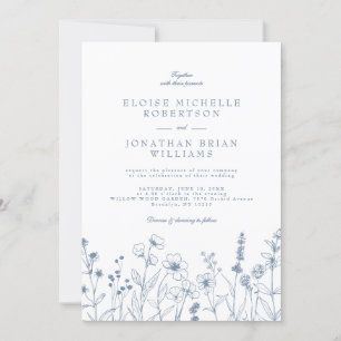 Einfache Minimalistische Periwinkle-Wildblume Hoch Einladung