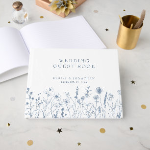Einfache Minimalistische Periwinkle-Wildblume Hoch Gästebuch