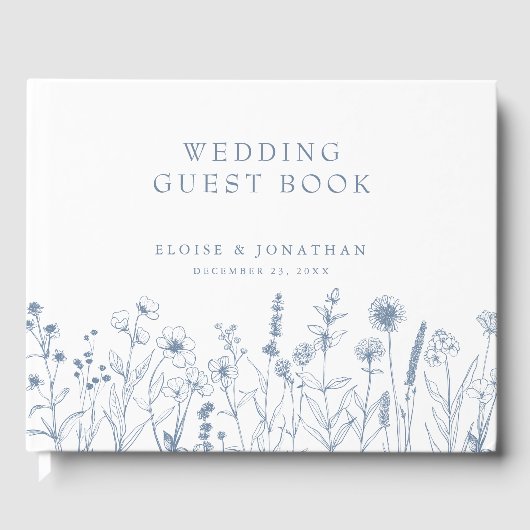 Einfache Minimalistische Periwinkle-Wildblume Hoch Gästebuch (Vorderseite)