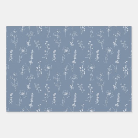 Einfache Minimalistische Periwinkle-Wildblume Hoch Geschenkpapier Set (Vorderseite 3)