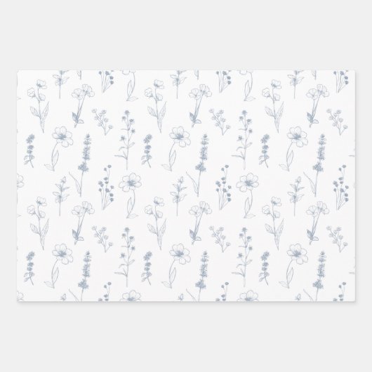 Einfache Minimalistische Periwinkle-Wildblume Hoch Geschenkpapier Set (Vorderseite)