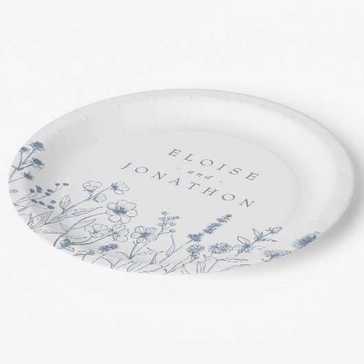 Einfache Minimalistische Periwinkle-Wildblume Hoch Pappteller (Schrägansicht)