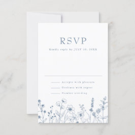 Einfache Minimalistische Periwinkle Wildblume Hoch RSVP Karte