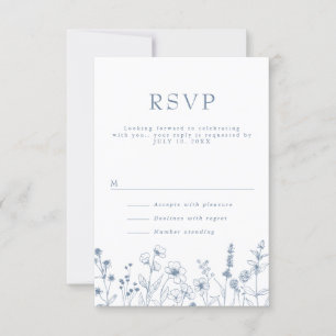 Einfache Minimalistische Periwinkle Wildblume Hoch RSVP Karte