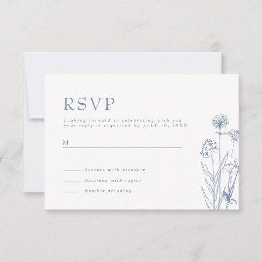 Einfache Minimalistische Periwinkle Wildblume Hoch RSVP Karte (Vorderseite)