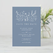 Einfache Minimalistische Periwinkle-Wildblume Hoch Save The Date (Stehend Vorderseite)