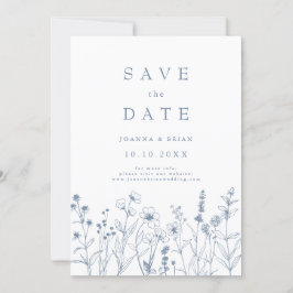 Einfache Minimalistische Periwinkle-Wildblume Hoch Save The Date