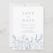 Einfache Minimalistische Periwinkle-Wildblume Hoch Save The Date (Vorderseite)
