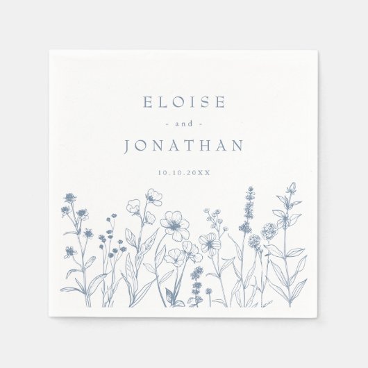 Einfache Minimalistische Periwinkle-Wildblume Hoch Serviette (Vorderseite)