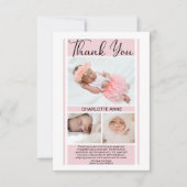 Einfache Minimalistische Pink Baby Dusche Mädchen Dankeskarte (Vorderseite)