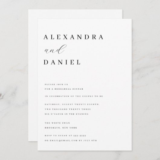 Einfache Minimalistische Probe Einladung (Vorne/Hinten)