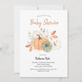 Einfache Minimalistische Pumpkin Floral Baby Dusch Einladung (Vorderseite)