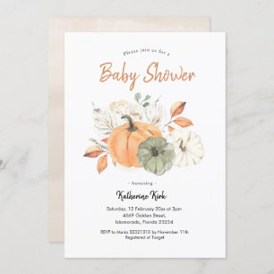 Einfache Minimalistische Pumpkin Floral Baby Dusch Einladung