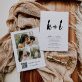 Einfache Minimalistische QR Code Foto Hochzeit Einladung