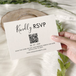 Einfache Minimalistische QR-Code-Hochzeit-RSVP-Kar RSVP Karte