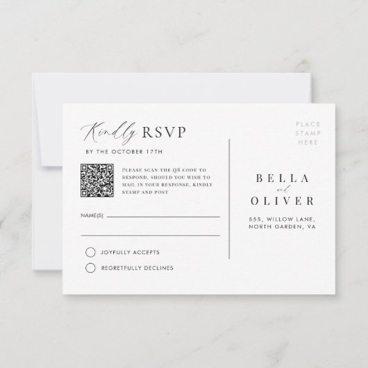 Einfache Minimalistische QR Code UAWG Postkarte (Rückseite)