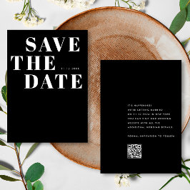 Einfache Minimalistische QR-Hochzeit in Schwarz un Save The Date
