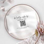 Einfache Minimalistische QR Online-RSVP-Karten für Begleitkarte