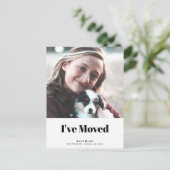 Einfache Minimalistische Quadrate Foto Weiß bewege Ankündigungspostkarte (Stehend Vorderseite)