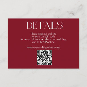 Einfache Minimalistische Red QR Code Hochzeitsseit Begleitkarte
