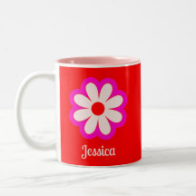 Einfache Minimalistische Retro-Blume mit Name Red&
