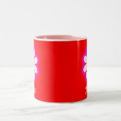 Einfache Minimalistische Retro-Blume mit Name Red& Zweifarbige Tasse (Mittel)