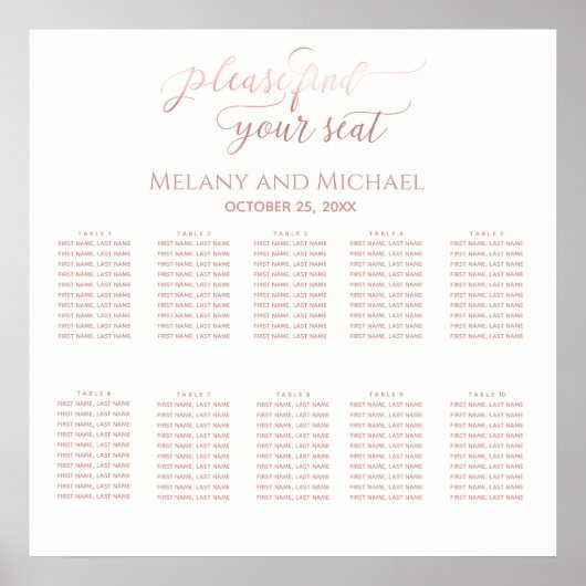 Einfache minimalistische Romantik-Rose-Goldkalligr Poster (Vorne)