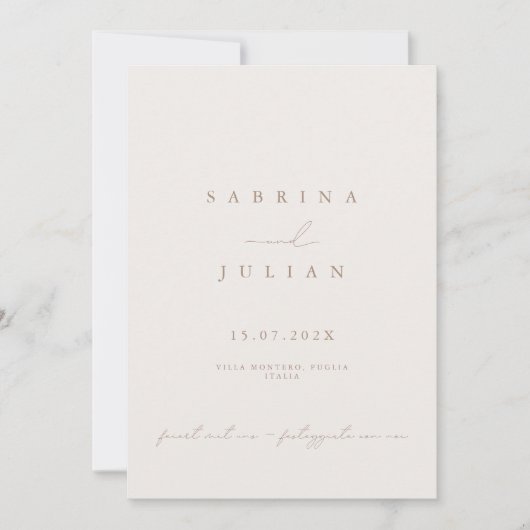 Einfache Minimalistische romantische Hochzeit Einladung (Vorderseite)