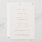 Einfache Minimalistische romantische Hochzeit Einladung (Rückseite)