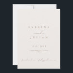 Einfache Minimalistische romantische Hochzeit Einladung<br><div class="desc">Diese einfache und elegante Einladung ist perfekt für eine moderne Hochzeit. Das Design besticht durch einen handgeschriebenen Schriftart und modernes minimalistisches Design. Konzipiert zur Koordination mit der "Natural Glam" Wedding Invitation Collection. Klicken Sie auf "Personalisieren", um Ihre Namen, den Ort der Hochzeit, das Datum und andere Details zu ändern. Um...</div>