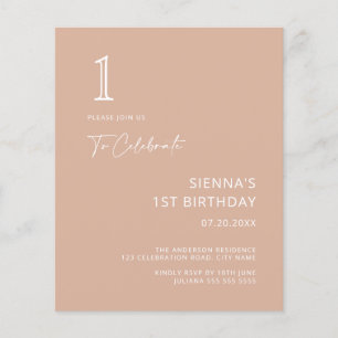 Einfache Minimalistische Rosa am 1. Geburtstag