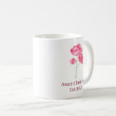 Einfache Minimalistische rosa Blume Name Est Year  Kaffeetasse (VorderseiteRechts)